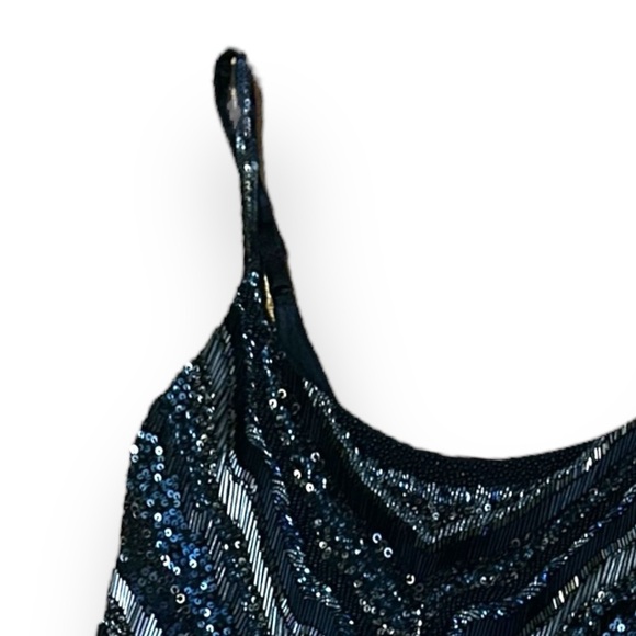 AllSaints Spitalfields Hand Embellished Dress Black Blue Size 0 Designer Holiday - Picture 7 of 11